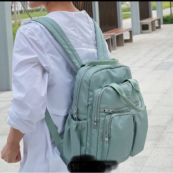 NWOT Lilac Multi Pockets Travel Backpack, Schoolbag, Nylon Laptop Daypack - Picture 2 of 7